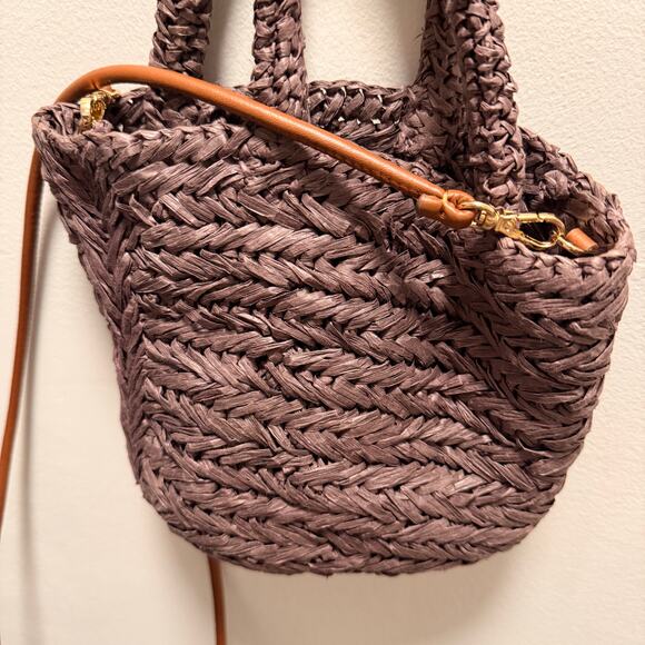 J.Crew Small Malta Handwoven Straw Crossbody Tote Bag — Brown - Picture 5 of 8